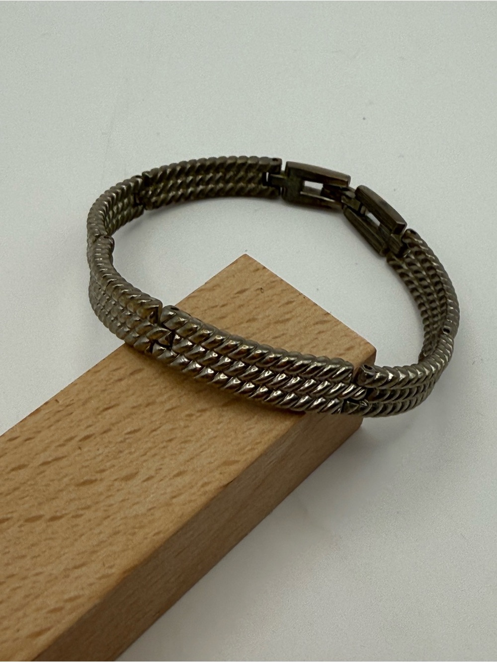 Silver Tone Multi Strand Twisted Rope Chain Bracelet Box Clasp Statement Jewelry